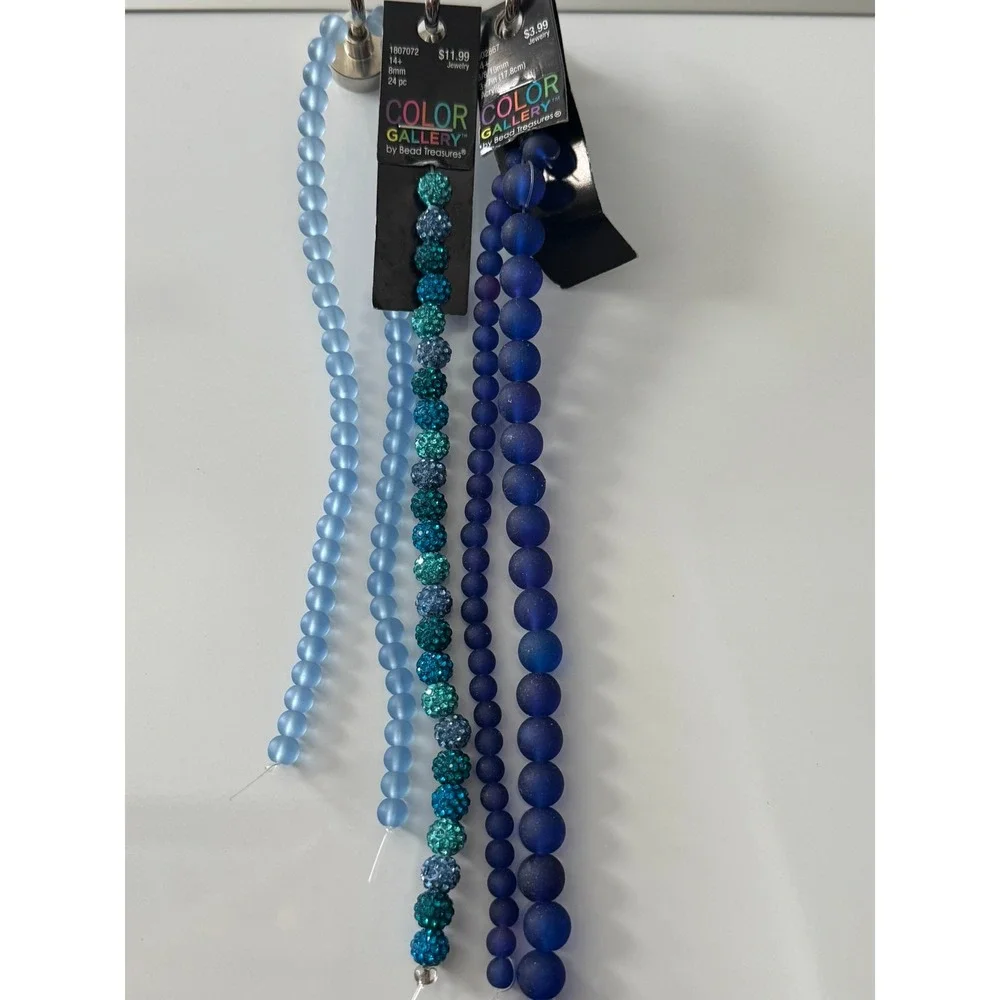 Color Gallery Bead Treasures Blue Teal Rhinestone‎ Frosted Acrylic Bead Strands